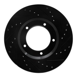 Land Rover Defender Brake Rotor (1) - Front Right - R1 Concepts - Drilled & Slotted - Black - `90-`16